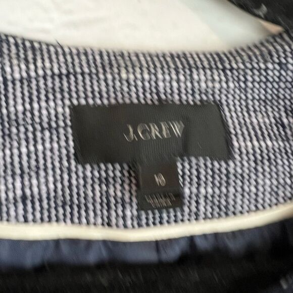 J. Crew Women's Blazer Size 10 Navy Blue Tweed Cropped Workwear - Picture 3 of 6